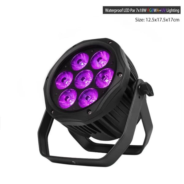 LED Par-lampa, 7x18W RGBW+UV, IP65 vattentålig,7x18W 6IN1, EU-kontakt