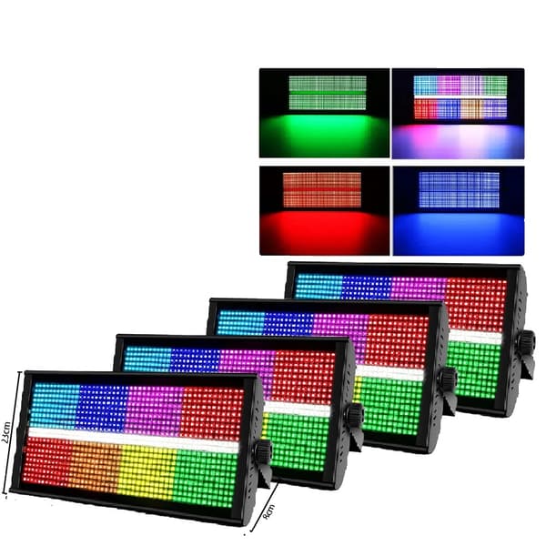 960LED Scene Lygter, RGB Belysningseffekter, Styring med Stemmekontrol,4STK