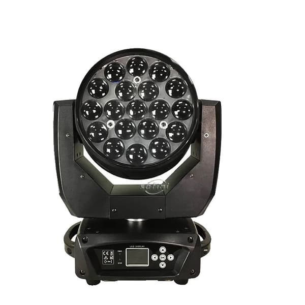 Bevægelseshoved LED Wash Light, 19x15W RGBW, DMX Kontrol,1 Lys