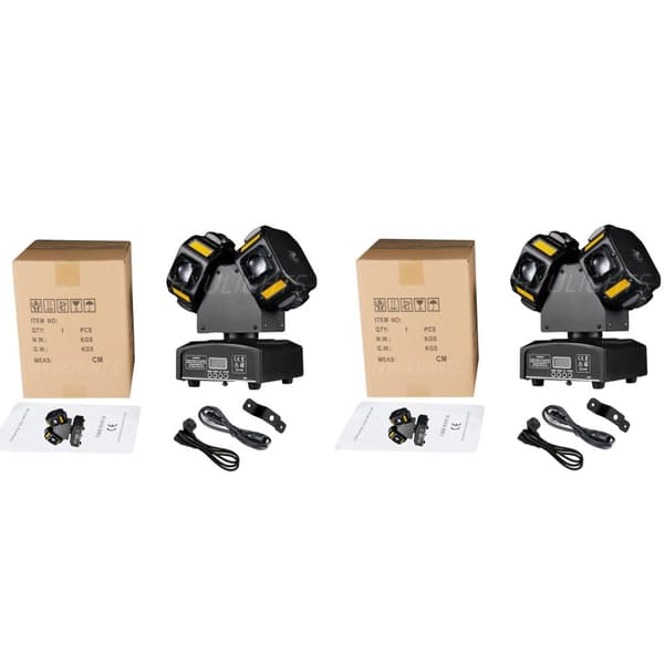 LED Moving Head Light, 140W Effekt, 8x12W RGBW Stråle, Ubegrænset Pan og Tilt,EU-stik, 2STK Lygter