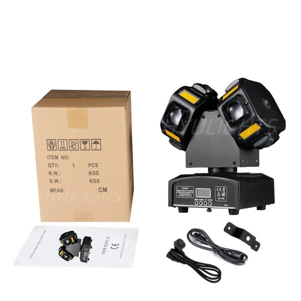 LED Moving Head Light, 140W Effekt, 8x12W RGBW Stråle, Ubegrænset Pan og Tilt,1STK Lygter, EU-stik