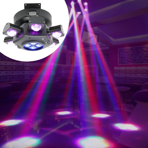 DMX512 Stroboskopljus, 150W Effekt, 4-Färgs LED Stråle,svart, EU-plugg