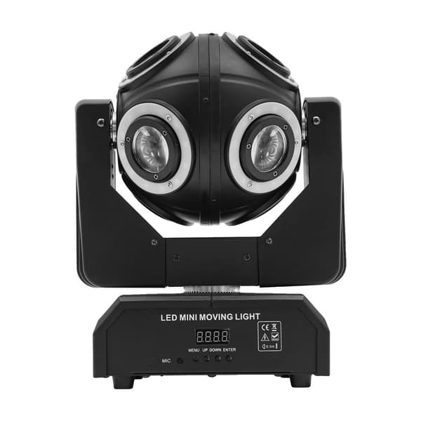 8-Hoved Bevægelig Lys, RGBW, DMX512 Kontrol, Kompakt Design,sort
