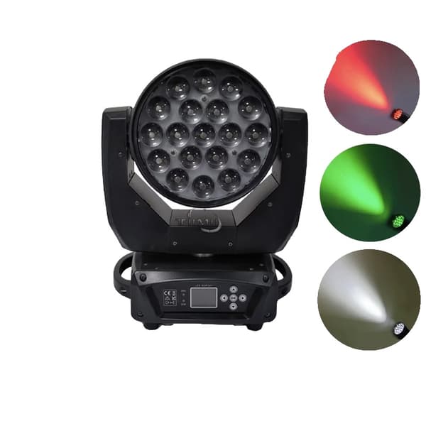 Zoom Wash Moving Head Light, 19X15W RGBW LED, DMX-kontroll,1ljus