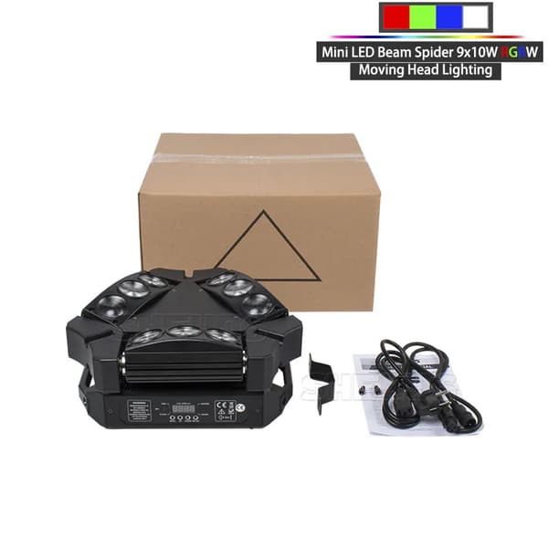Mini LED Beam Light, 8x6W RGBW / 9x10W RGBW, DMX kontrolkanaler,9x10W RGBW 4i1, EU-stik