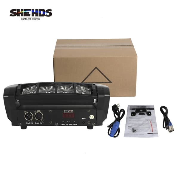 Mini LED Beam Light, 8x6W RGBW / 9x10W RGBW, DMX kontrolkanaler,8x6W RGBW, EU-stik