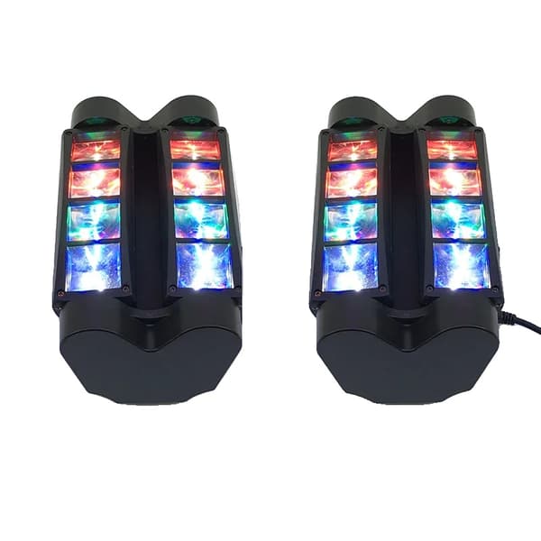 Mini LED Spider -valaisin, 8 x 10W RGBW LEDiä, Äänitoimintatila, DMX512-ohjaus