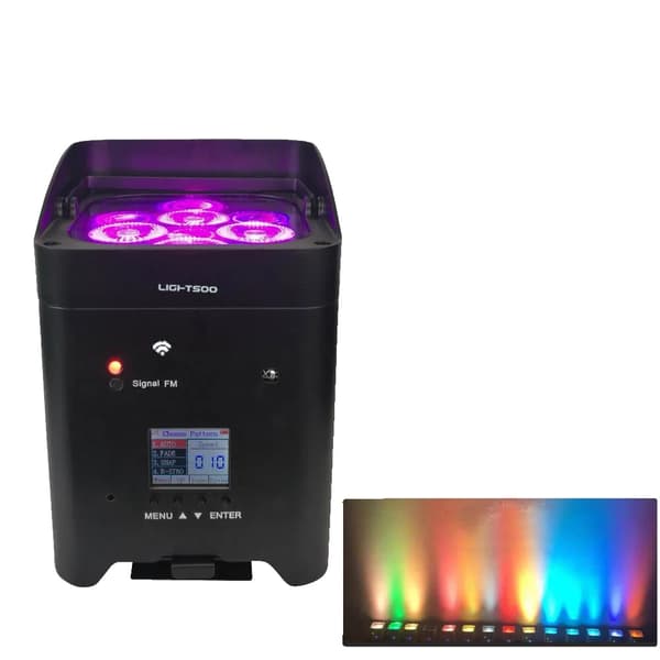 Batteridriven Par-lampa, 6 i 1 RGBWA+UV LED, upp till 16 timmars batteritid,1 Ljus, Svart
