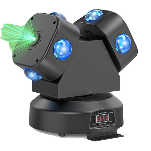 Liikkuva LED-säteilyvalaisin, 180W teho, DMX-ohjaus,ZQ02249, Eu plug in Finnish is "Eu-plugi".