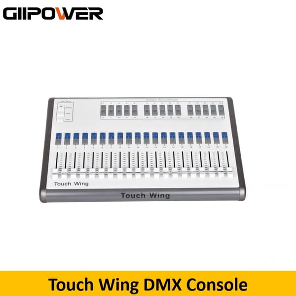 Touch Wing DMX-konsol, 20 afspilningsfaders, 30 programmerbare knapper,Berør Vinge, Kartonpakke