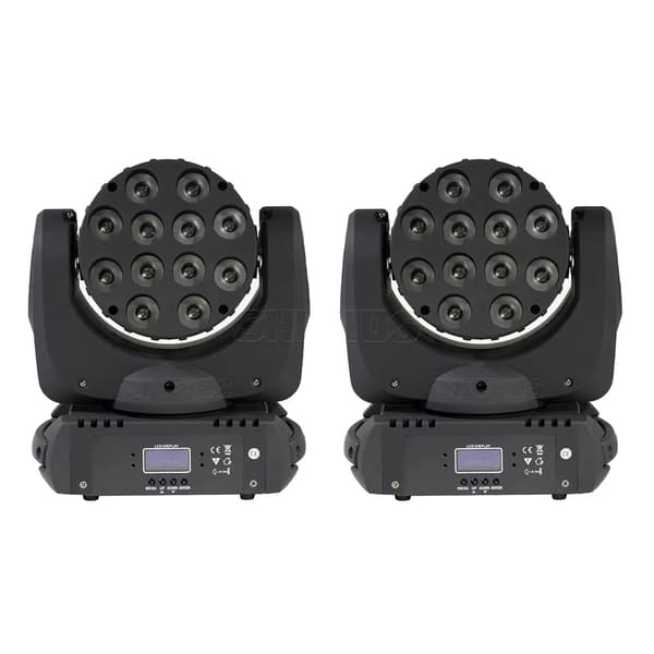 LED Moving Head Wash Lights, 12x12W RGBW, DMX 512 Kontrol,2STK 12x12w, EU-stik