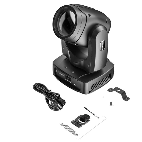 Rörlig Huvudlampa, 150W Effekt, 7 Färger + Vitt Ljus,svart, EU-plugg