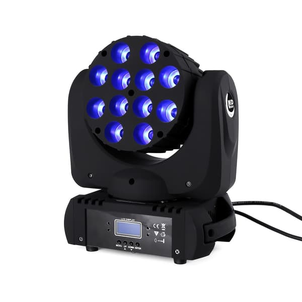 12X12W LED Moving Head Light, 144W Effekt, Høj Luminøs Flux,1 stk pris, EU-stik