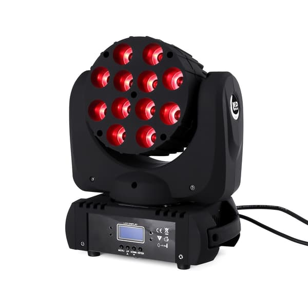 12X12W LED Moving Head Light, 144W Effekt, Høj Luminøs Flux,1 stk pris, EU-stik