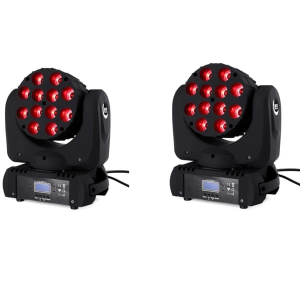 12X12W LED Moving Head Light, 144W Effekt, Høj Luminøs Flux,EU-stik, 2 stk pris