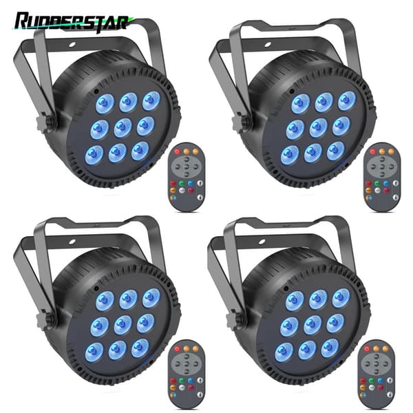 RGBW Scene Belysning, 54W Effekt, 9 LED'er,4PCS, EU stik