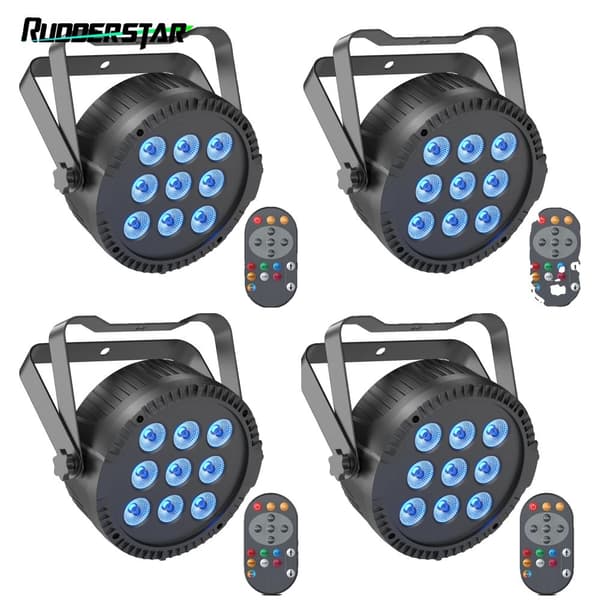 RGBW Scene Belysning, 54W Effekt, 9 LED'er,4PCS, EU stik