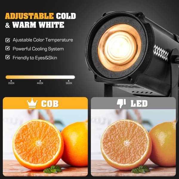 100W Mini Palm Light, Valkoinen + Lämmin Valkoinen, 60° Valoisuuskulma,EU-pistoke