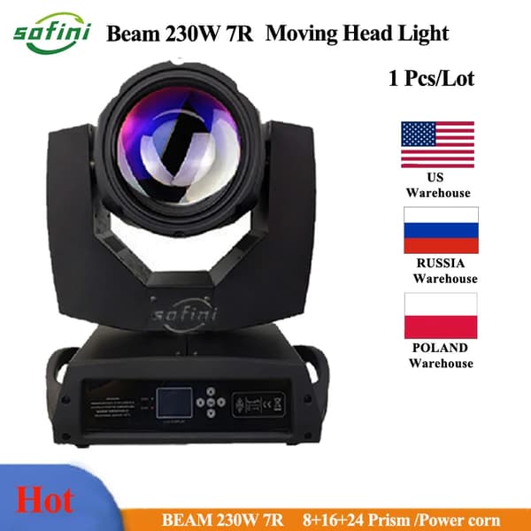 Beam 230W 7R Moving Head Light, 14 Farver, 17 Gobos,1 Lys, Nøglemodel