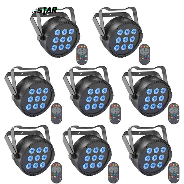RGBW Scene Belysning, 54W Effekt, 9 LED'er,8PCS, EU stik