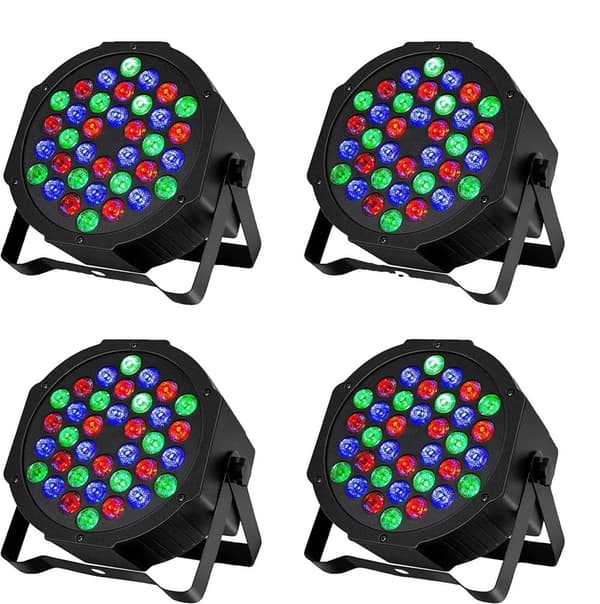 36 LED RGB Par-valoa, 7 DMX-kanavaa, stroboskooppiefekti,RGB, EU-pistoke