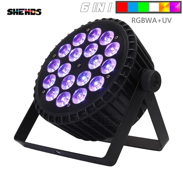 Scene Belysning, 4/8 DMX Kanaler, Justerbar Lysstyrke, Lang Levetid LED-lamper,Aluminium18x18W Sort, EU stik
