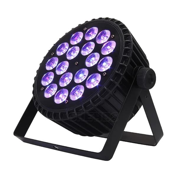 Scene Belysning, 4/8 DMX Kanaler, Justerbar Lysstyrke, Lang Levetid LED-lamper,Aluminium18x18W Sort, EU stik