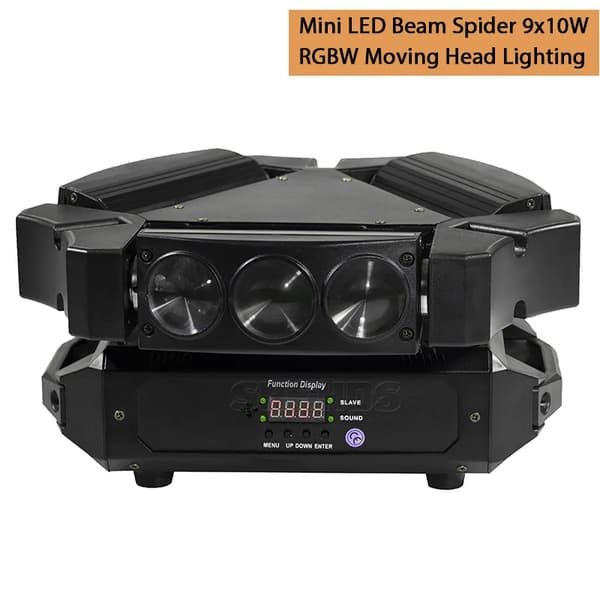 LED Beam Spider, RGBW 4in1, 360° panorering, 145° hældning,Farverig, EU-stik