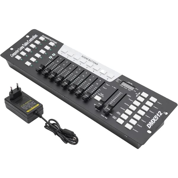 DMX Kontrol Lys Mixer, 192 Kanaler, 4-Cifret Display, Elektrisk Strømtype,sort