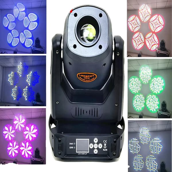 Bevægelseslys, 150W LED, DMX-kontrol, 540° panorering & 270° hældning,EU stik
