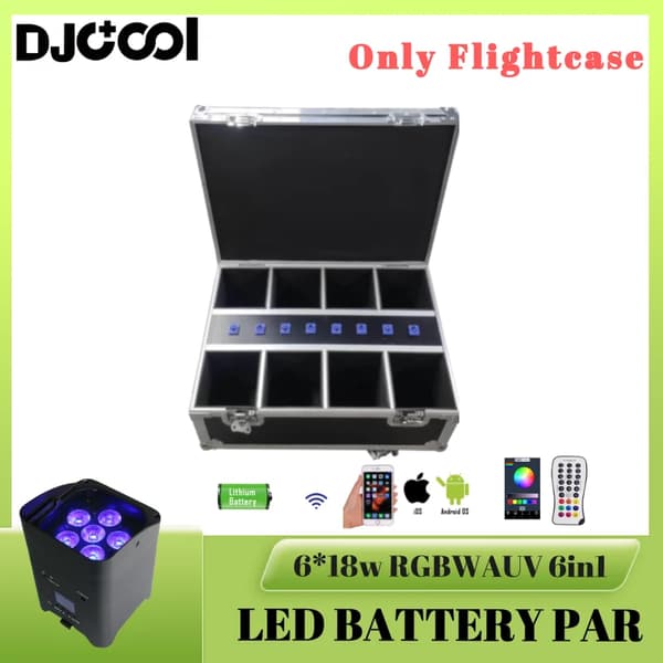 LED Batteridrevet Par Lys, 6-Kanals Kontrol, 25° Strålevinkel,Sort skal, 1 Flightcase kun