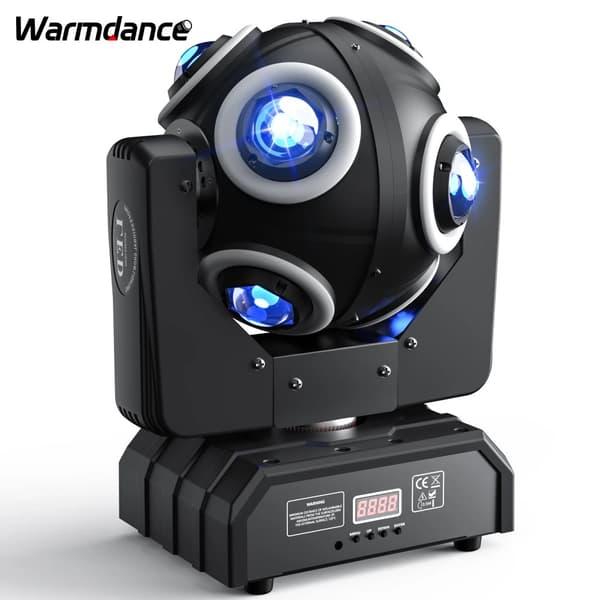 150W Moving Head Light, RGBW Lyskilde, Stemmeaktiveret Betjening,sort, EU-stik