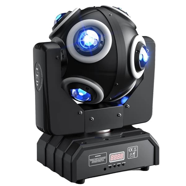 150W Moving Head Light, RGBW Lyskilde, Stemmeaktiveret Betjening,sort, EU-stik