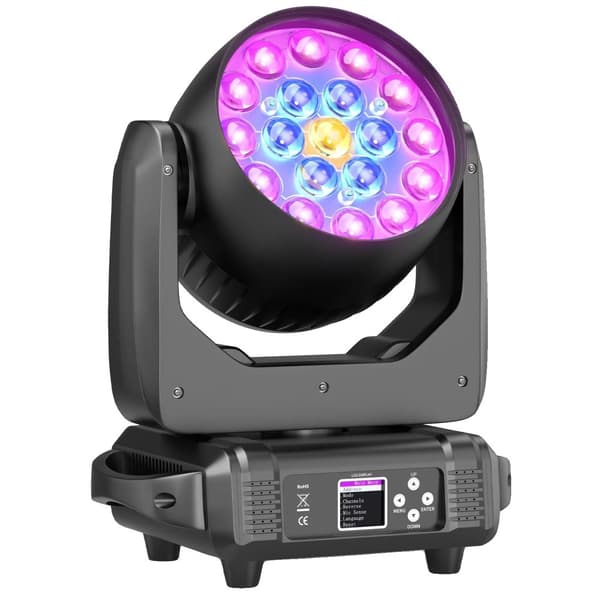 LED Moving Head Light, Høj Lysstyrke 15W RGBW, Fleksibel Zoomfunktion,1STK, EU stik