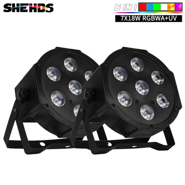 LED Par Lys, RGBWA+UV Farveblanding, DMX512 Kontrol,EU stik, 2PCS RGBWAUV