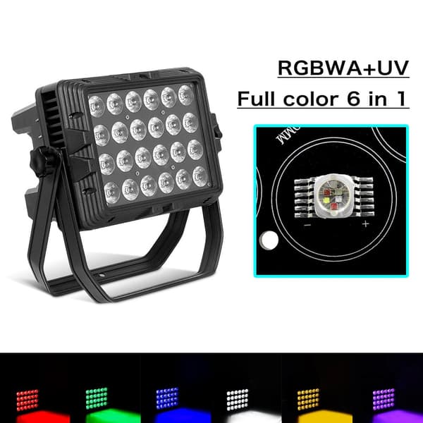 Scenebelysningseffekt, IP65 vandtæt, RGBW farveblanding,RGBWA UV 6i1, EU-stik