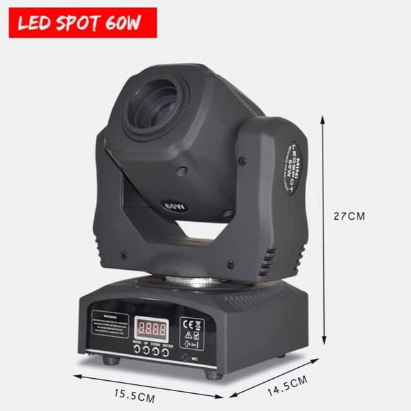 Bevægelseshoved LED Spotlys, DMX Kontrol, Høj Luminøs Flux,sort, EU-stik