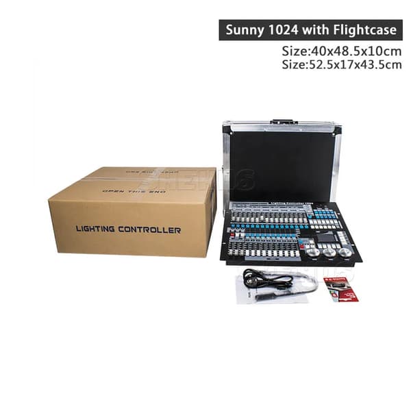 DMX-controller, 1024 DMX-kanaler, 600 scene kapacitet, flight case inkluderet,Eu stik, FlightCase med 1stk