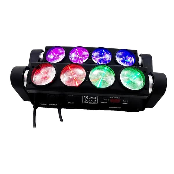 Bevægelsesstråle DMX-lys, 8x15W RGBW farveblanding, 13/43 DMX-kanaler,EU stik