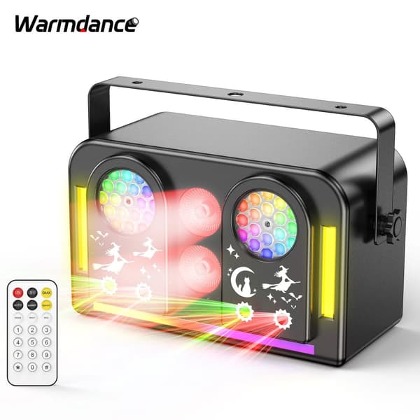 RGB LED Scenelys, 7-i-1 Effekter, Justerbar Hastighet & Känslighet,EU-plugg, svart
