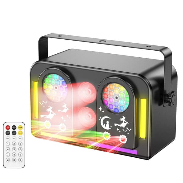 RGB LED Scenelys, 7-i-1 Effekter, Justerbar Hastighet & Känslighet,EU-plugg, svart