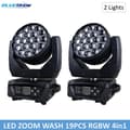 Miniatyrbillede 2 af 2: Bevægelseshoved LED Zoom Wash Light, 19X15W, RGBW 4i1, Scenebelysningseffekt,EU-stik, 2 Lyskilder