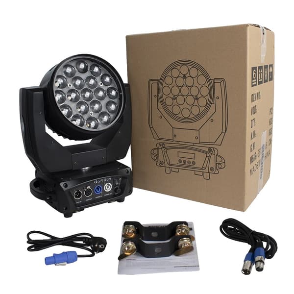 Scenbelysning, RGBW, 285W effekt, DMX-kontroll,EU-plugg, 19x15w