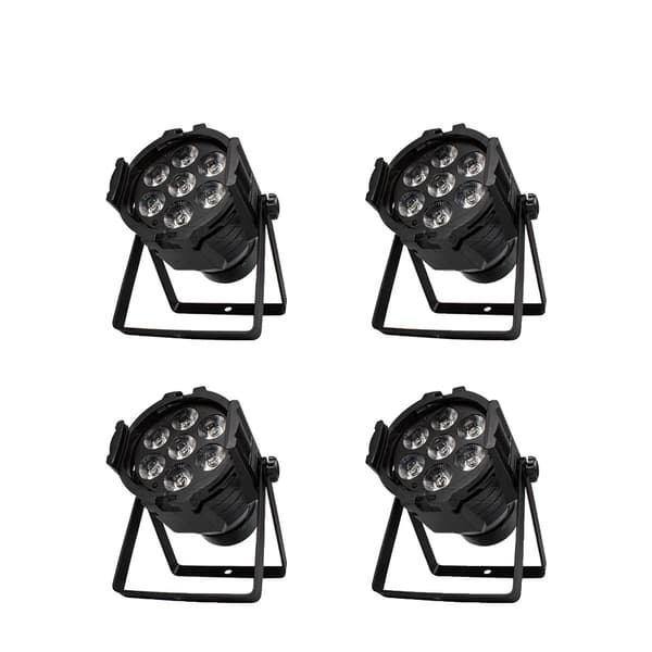 LED Par Lygter, 7x18W RGBWA UV, 126W Strømforbrug, DMX Kontrol,4stk 7x18w, EU stik