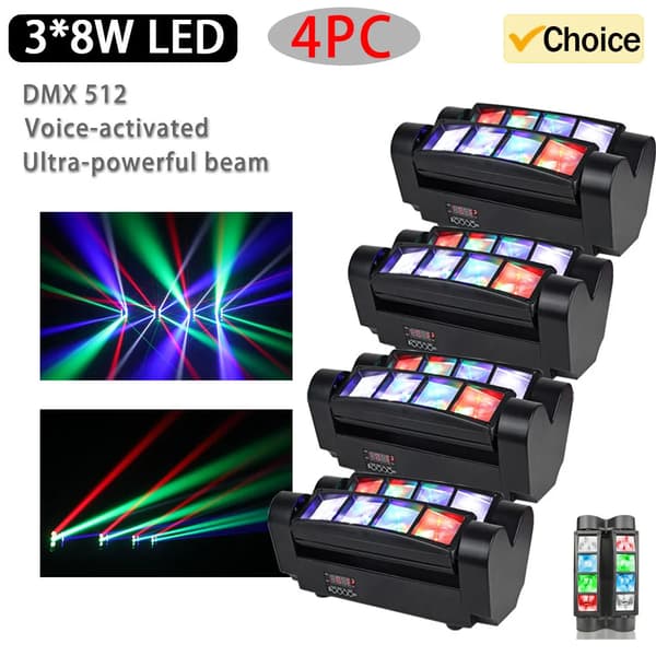 Scenebelysningseffekt, RGBW LED-kilde, DMX-kontrolstil, 40W effekt,4PCS, EU stik
