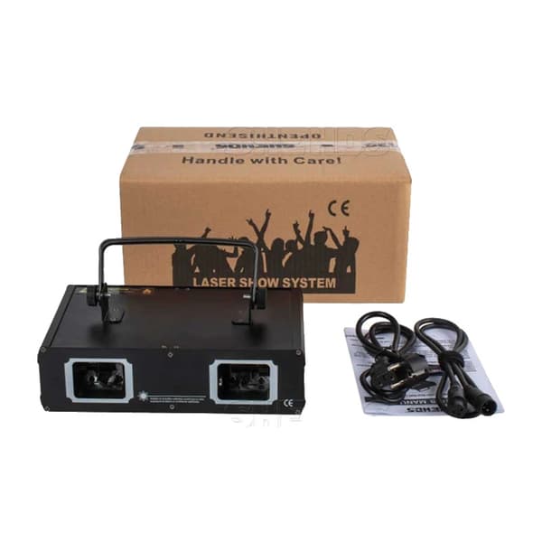 Laser Show System, Dual Head Scanner, RGB Farveblanding,EU-stik, scanner lampe 2 hoved