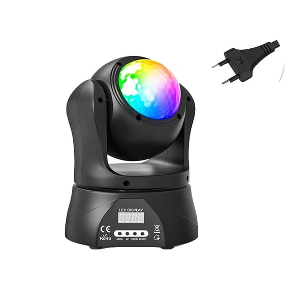Mini Moving Head Light, 30W Effekt, DMX Kontrolmulighed,EU-stik