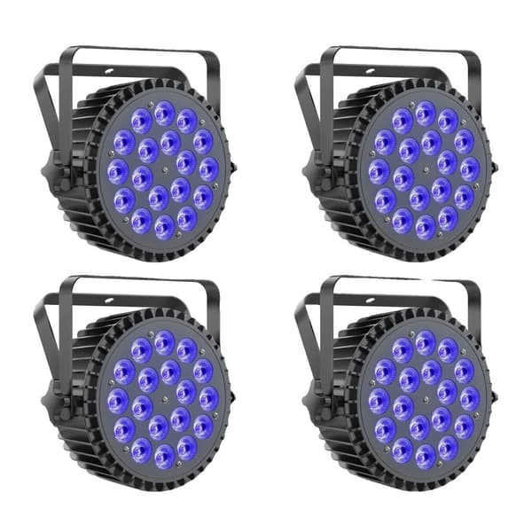 18 LED Par Lys, 105W Effekt, DMX512 Scene Belysning,EU-stik, ZQ01510-4Stk
