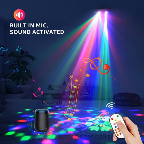 RGB LED -vaihelamppu projektori, 40W teho, 5-in-1 efektit, ääniohjattu,EU-pistoke