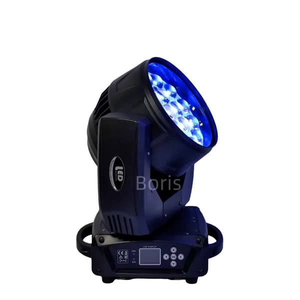 LED Rörligt Huvudljus, 19X15W RGBW Källa, Justerbar Fokusering,1 Ljus